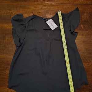 Chic Black Blouse with Flutter Sleeves